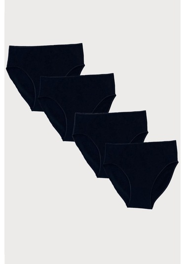 Malabadi 187 4'lü Paket Kadın Modal Ara Bel Dar Kalıp İz Yapmayan Slip & Külot Siyah