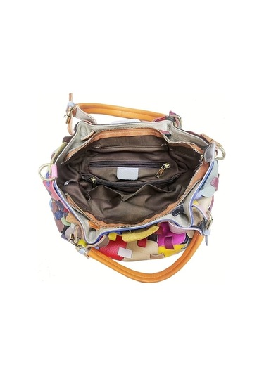 Shidai888 Renkli Patchwork Büyük Kapasiteli Tote Çanta, Çok Renkli