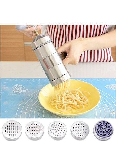 Ev Paslanmaz Çelik Manuel Makarna Makinesi Gümüş