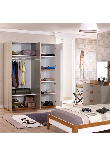 Meltem Kids Natura Genç Odası Dört Kapılı Dolap
