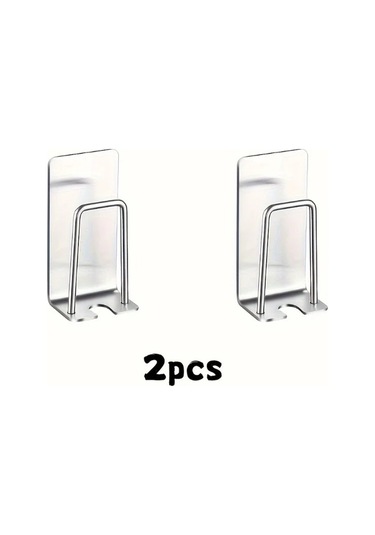 Cordial 2'li Paslanmaz Çelik Diş Fırçası Askısı - Vidalısız Montaj, Banyo Aksesuarı Gümüşi