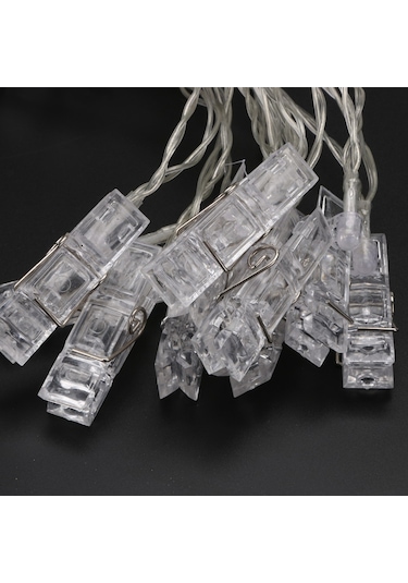 Ximistore9 Mavi 10 Led Fotoğraf Klipsli Iç Mekan Tatil Dekorasyonu Aydınlatma Işık Zinciri - Noel Ağacı, Partiler İçin Enerji Tasarruflu