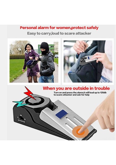 Lemestar "3'lü Taşınabilir Kapı Durdurucu Ve Alarmı - 120db Yüksek Sesli, Titreşim Sensörlü, Seyahat Ve Ev Güvenliği"