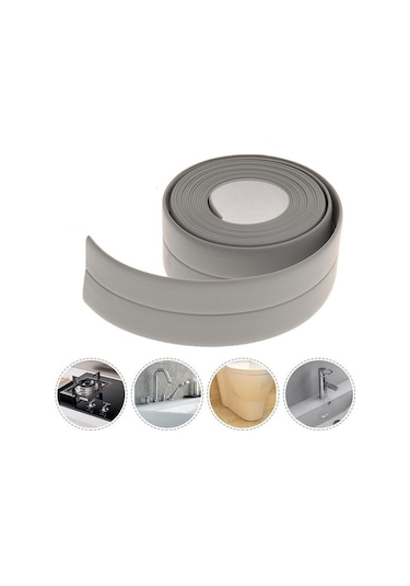 3.2 Metre Gri Su Sızdırmaz Bant Kenar Mutfak Banyo Fayans Bandı