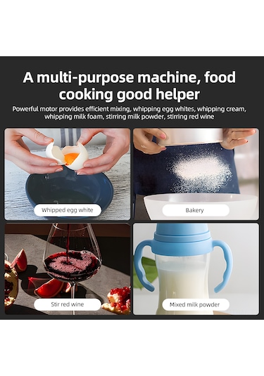 Maiyame "şarj Edilebilir Katlanabilir Çift Başlı Elektrikli Süt Köpürtücü - Kahve, Krem Şanti Ve Yumurta Karıştırıcı" Siyah