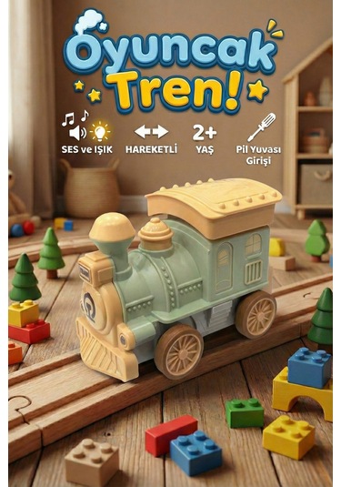 Sesli Ve Işıklı Bas Bırak Oyuncak Tren Hareketli Eğitici Lokomotif 2+ Yaş