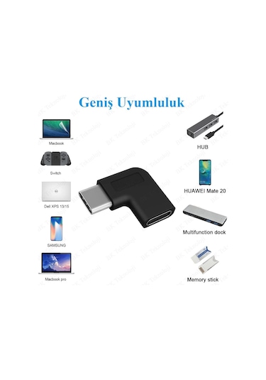90 Derece L Tip Sağ Ve Sol Açılı Usb C Type-c Erkek - Dişi Adaptö