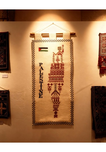 Filistin Nakışlı Kumaş Duvar Panosu 31x71 Cm Dekor