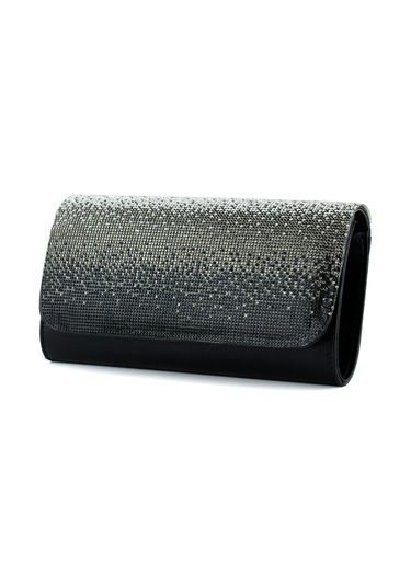 Erkan Saçmacı Siyah Degrade Kristal Taşlı Zincir Askılı Manyetik Kapaklı Abiye El Çantası Siyah
