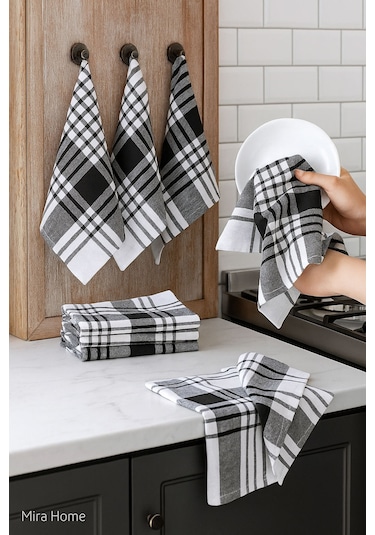 5 Li Mutfak Kurulama Bezi Alman Peçetesi 100 Pamuklu Siyah