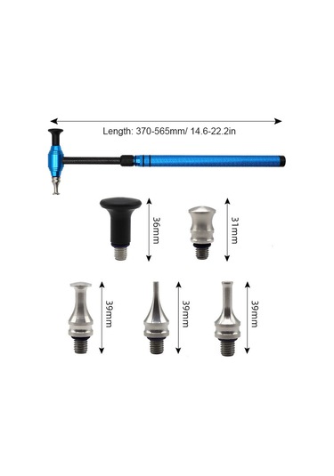 Araba Çizik Onarım Aracı Teleskopik Alüminyum Alaşımlı Çekiç 5 Çarpma Başlığı İle Boyasız Çizik Giderme Araç Seti Mavi
