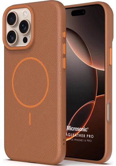 Microsonic İphone Uyumlu 16 Pro Kılıf Magleather Pro Kahverengi -
