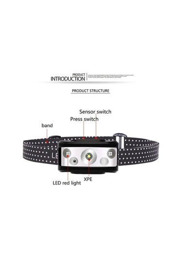 Novahub Led Far Dahili Pil Yüksek Kaliteli Xp-g Q5 Sensör Başkanı El Feneri Lambası Far Beyaz Lamba Kırmızı Yayan Renkli Işık Çok Renkli Çok Renkli