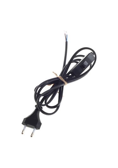 Arapuarlı Kablo 1.5 M Siyah Renk.Düğmeli Abajur Kablosu Siyah