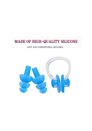 Xiyyadms Yüzme İçin Silikon Kulak Tıkacı Ve Burun Klipsi Seti - Su Geçirmez Rahat Kullanım 111 Karakter Mavi