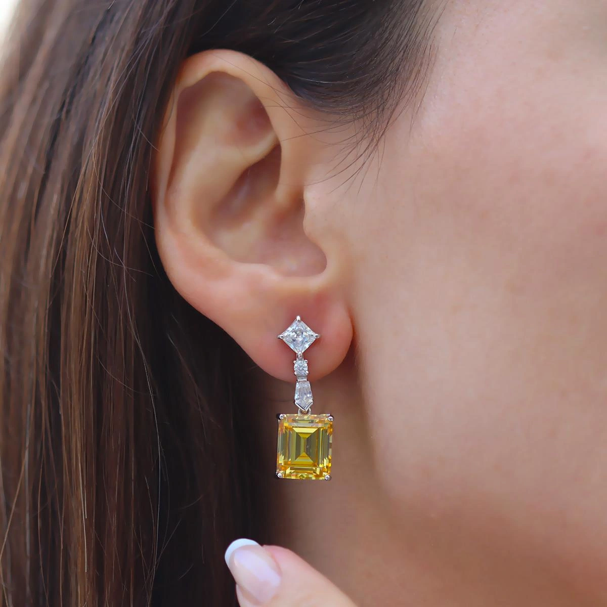 Emerald Sitrin Gümüş Küpe Gümüş