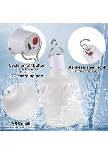 Maiyame 9'lu Usb Şarj Edilebilir Led Feneri, 5 Seviye Parlaklık Ayarlı, Kancalı Acil Işık, 500mah Batarya, Ev Ve Kamp Kullanıma Uygun