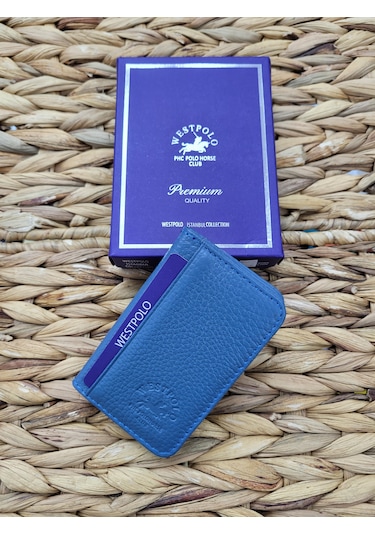 Westpolo İsme Özel 1026 Hakiki Deri Unısex Kartlık Turkuaz