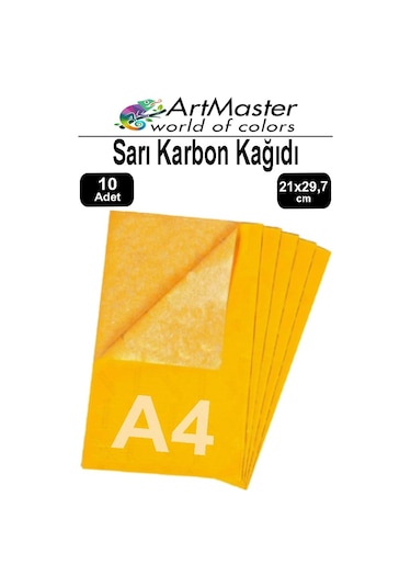 Karbon Kağıdı A4 Sarı 10 Adet 21x29,7 Cm Transfer Kağıdı Kopya Kağıdı Renkli Karbon Kağıdı Ahşap Seramik Metal Cam