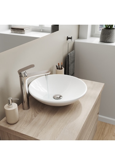 Aqua Bagno Minizia Tezgah Üstü Batarya Deliksiz Çanak Lavabo 40 CM