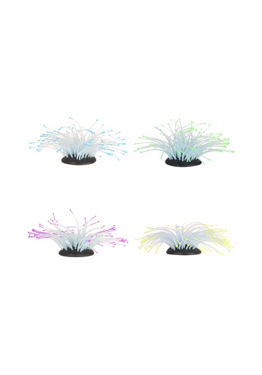 Vkemall Sarı Küçük Silikon Deniz Anemonu - Akvaryum Dekorasyonu, Işıklı Görünüm, Suya Güvenli, Sıkıcı Tutucu