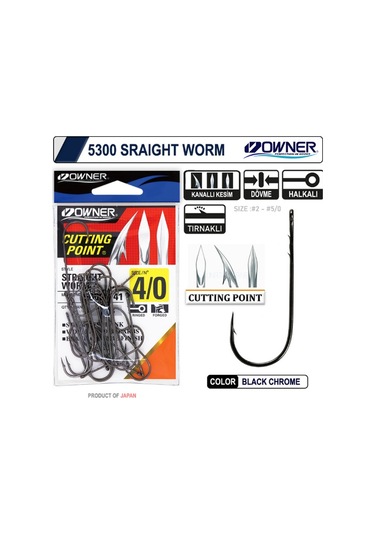 Owner 5300 Straight Shank Black Chrome İğne - 1 3/0