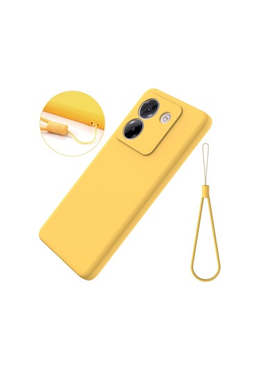 Xiaomi Poco M7 Pro 5g İçin Düz Renk Sıvı Silikon Damlaya Dayanıklı Tam Kapsama Telefon Kılıfı Sarı