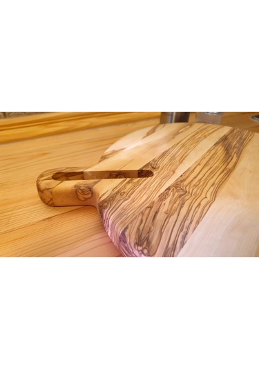 Zeytin Ağacı Ahşap Pizza Peynir Sunum Saplı Kesme Tahtası