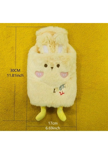 Elmpaly Sarı Küçük Ayak Dizili 33.81 Onz Pvc Astarlı Isıtmalı Termos Sevimli Tüylü Hayvan Tasarım Çıkarılabilir Ayaklı Taşınabilir Menstruasyon Isıtma Torbası Antrasit