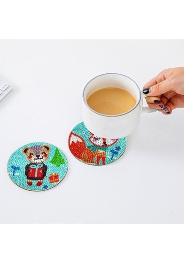 Novahub Elmas Boyama Bardak Altlığı Seti - Ahşap Dıy Noel Sanat Zanaat Kit - 6 Adet Ahşap Bardak Altlığı Ve Aksesuarlar Diğer