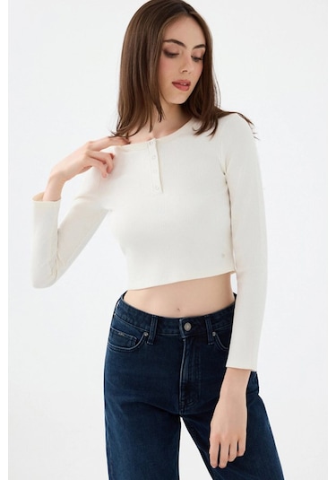 Loft Kadın Sweatshirt Ekru