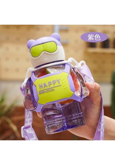 Starlight Ayı Su Bardağı Büyük Kapasiteli Taşınabilir Yaz Açık Plastik Bardak Sevimli Yüksek Görünümlü Saman Bardak Tfqh01 Lila