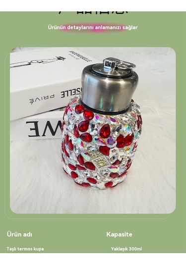 Elmaslı 304 Paslanmaz Çelik Taşınabilir Kristal Kupa Menekşe