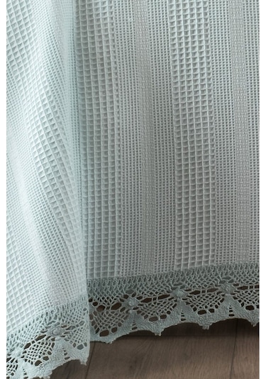 %100 Pamuk Çift Kişilik Kopanaki Dantelli Petek Pike 210x230 Cm-mint Yeşili Mıntyesılı Mint Yeşili