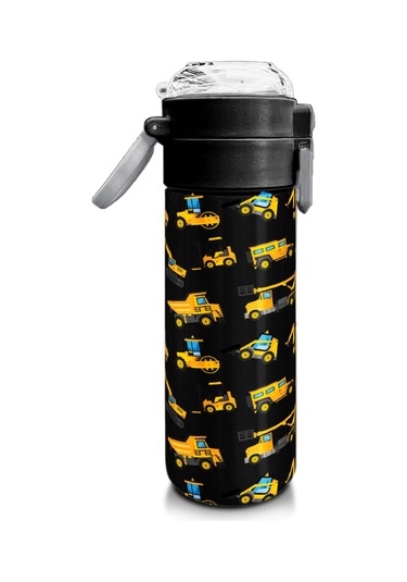 Coral High Kids Siyah Sarı İş Makinesi Desenli Pipetli Ve Direkt İçim Çelik Termos 500 Ml 31920 Siyah - Şeffaf