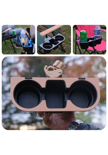 Bardak Tutucu Bardaklık Kamp Sandalyesi Aparat Bej