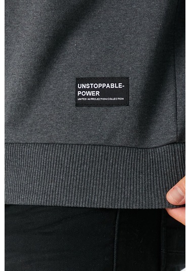 Antrasit Relaxed Fit Bisiklet Yaka Sweatshirt Düz Paça Erkek Eşofman Takımı Antrasit