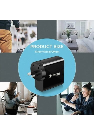 Novahub 48w 4 Portlu Hızlı Şarj Cihazı, Usb-c Pd 30w, Evrensel, Seyahat Dostu, Siyah, 100-240v Adaptör