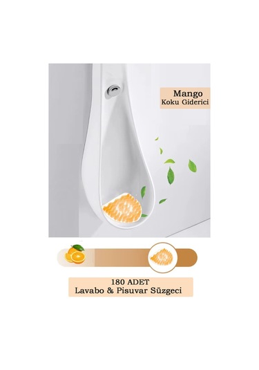 180 Adet - Mango Kokulu Pisuvar Süzgeci Lavabo Yer Gideri Koku Giderici Hijyenik Tuvalet Matı