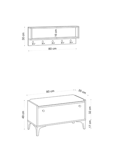Decormet Lena Ayakkabılık Safir Meşe - Dec-20035 Çok Renkli
