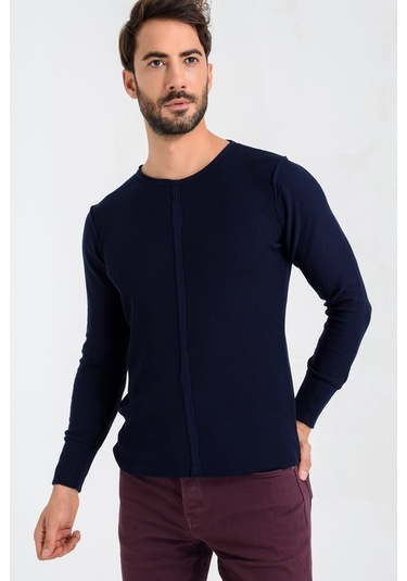 Heyss Bisiklet Sosis Yaka Erkek Triko Kazak Ön Şerit Detaylı