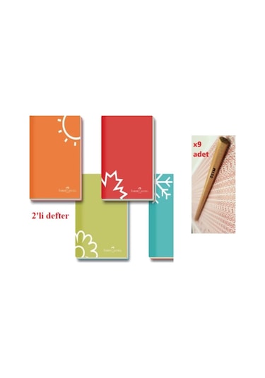 Karton Kapak Dik Seasonss 2'li Defter & 9'lu Natural Ösym Sınav Kalemi
