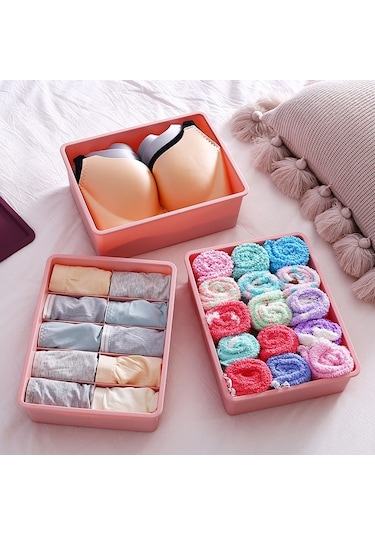 Sones Kontrast Renkli İç Çamaşırı Saklama Kutusu Çok Kapılı Plastik Sütyen Çorap Saklama Kutusu 15 Izgara Kapaksız Gri Diğer