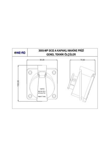 Ne-Ad Marka 5x32 A Kapaklı Makina Priz
