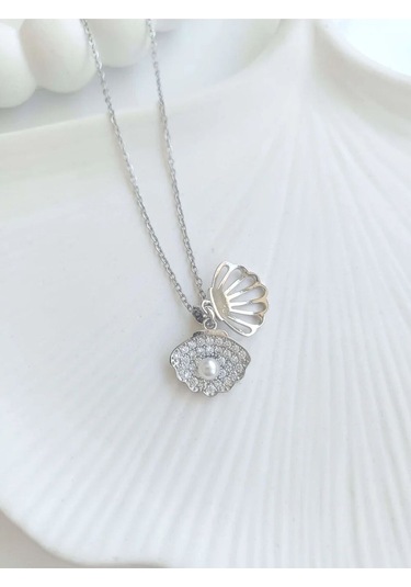 Çelik Silver Istiridye Kadın Kolye Sevgiliye Hediye Gümüş