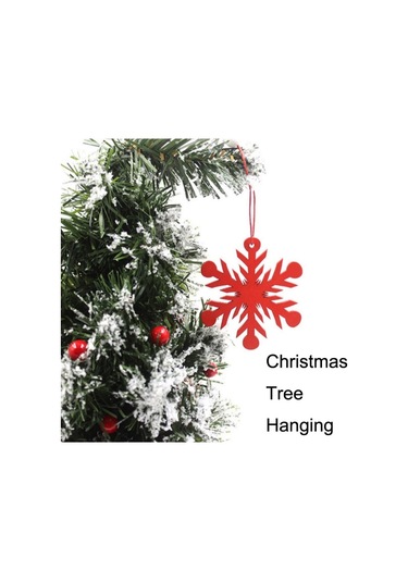 6 Adet / Takım Ahşap Kar Yılbaşı Ağacı Süsleri Beyaz