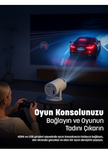 Jeero Oyunlu Projeksiyon Cihazı 2 Kollu -20.000 Oyun -türkçe Menü Android