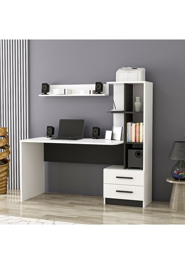 Inarchdizayn Alaska Çalışma Masası Siyah Beyaz Ücretsiz Kargo Siyah Beyaz