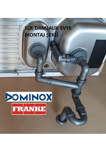 Dominox Franke Evye Sifon Takımı 1.5 Göz Kare Taşmalı