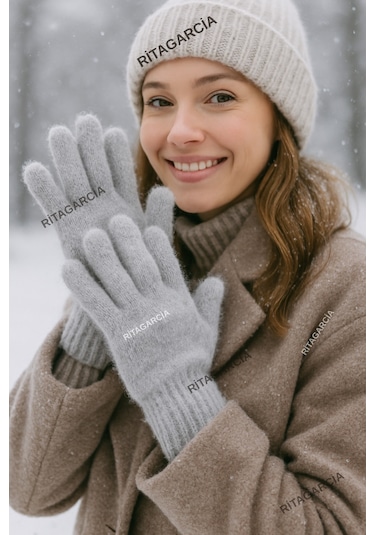 Peluş Uzun Eldiven Gri2